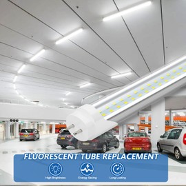 Reisener T8 LED Bulbs 4 Foot, 24W 3120 Lumen, 6500K Cool White, Type A+B 4FT Tube Light, T10 T12 65W Equivalent Fluorescent Replacement for Office Shop Light, Remove Ballast or Plug & Play, 4 Pack