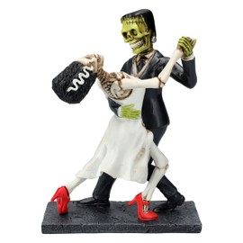 Figuren Shop GmbH Frankenstein's Monster & Bride at the Last Tango, Artificial Stone, 16 cm Height, Gothic Wedding Couple