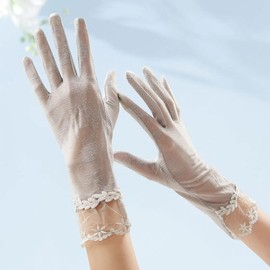 Euyqs Women's Gloves, UV Protection, Stylish, Bicycle, Driving, Anti-Slip, Sun Protection, Thin Gloves, Summer, #1 gray