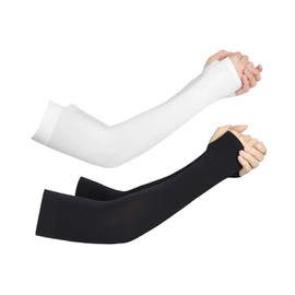 2 Pairs of Arm Warmers, Ice Silk Sleeves, Sun Protection, Sleeves UV Sun Protection, Arm Warmers, Gaming Arm Sleeves, Cycling Men, Arm Warmers with Thumb Holes for Women, Men, Football, Basketball