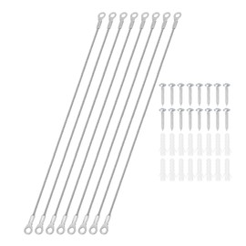 PATIKIL 8 Pack Stainless Steel Lanyard Cable with Eyelets 0.08" x 12" 2mm x 30cm Lock Security Wire Rope with Mounting Screws for Hanging Stage Lights