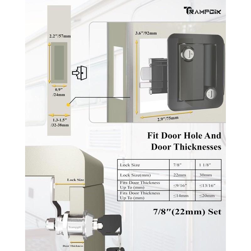 TrampgiK RV Door Lock,1 Camper Door Lock with Storage Locks