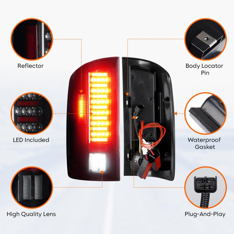 Tresound Tail Light + Third Brake Light Fit for Dodge
