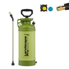 Sprayers Plus Landscape Pro Compression Sprayer- Yard Pump Sprayer 2 Gallon, Brass Nozzle, UV Inhibitor Protected Tank, Wand Holder, Drip-Free Tray, Removable Hose Connector, Garden Watering, Green