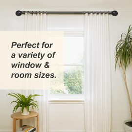 SOMINS Black Curtain Rods, Curtain Rods for Windows 32 to 72, 1 Inch Pipe Curtain Rods, Industrial Curtain Rods, Blackout Curtain Rod, Adjustable Curtain Rods
