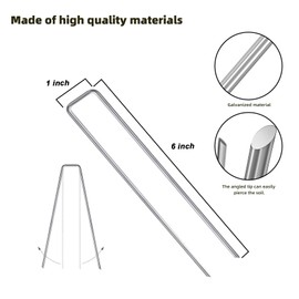 DaTpuik 12 Pack Sturdy Garden Landscape Staples, 6 Inch Galvanized Steel Sod Pins Anti-Rust Stakes for Weed Barrier, Christmas Decorations and Landscaping Fabric.