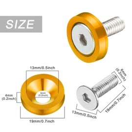 TOMALL 20Pcs Billet Aluminum Fender Bumper Washer Bolt Engine Bay Dress Up Fastener Kit Lisence Plate Decor Bolts M6 Bolt Screw Accessories (Gold)