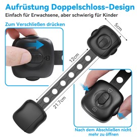 ECHOCUBE Child Proof Cabinet Locks, 6 Pieces Double Locks Baby Safe Cabinet Locks, Adjustable Baby Safety Locks for Cabinets, Drawers, Refrigerator, Toilet (Black)