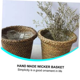 GANAZONO 2pcs Wicker Woven Flower Basket for and Home Decor Storage Organizer Khaki and Brown for Gardening Desks and Living Rooms