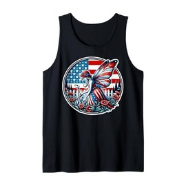 Patriotic Fairy Tending Garden With American Flag Background Tank Top