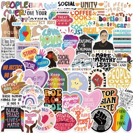 50Pcs Social Justice Stickers Pack Social Worker Sticker Work Values Sticker Women and Children Rights Stickers for Water Bottle Laptop Journal Workers Gift (Justice)