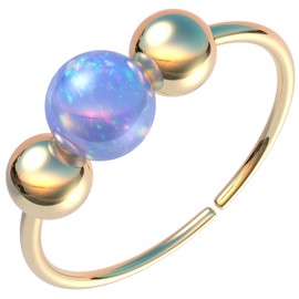 Tiny Gold Helix Hoop - Handmade 8mm Hoop with a Tiny 3mm Blue Opal - Thin 20 Guage 14k Gold Filled Cartilage Earring Gold Piercing Hoop