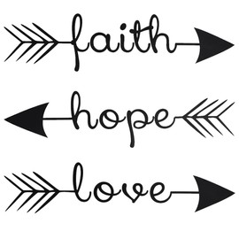 CUGBO Wall Sticker Decal, Faith Hope Love Family Wall Quotes, Bible Verses Psalms Arrow Sign Vinyl Wall Art Decoration for Bedroom Living Room Decor