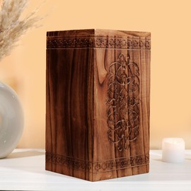 Hashcart Handmade Wooden Urn for Human Ashes - Hummingbirds Wooden Urns Hand-Crafted - Celtic Funeral Cremation Urn for Dogs & Pets Engraved