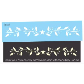 Stencils by Joanie 4x24" Stencil Prim Vine Twig Berry Branch Berries Wall Stair Step Riser Door DIY