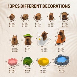 BubabyZZ 13Pcs Fun Capybara Figurine Car Dashboard Decorations, Cute Resin Animal Decoration for Car Interior Decor, Car Accessories,Car Rear View Mirror Decorations,Gifts for Women and Men