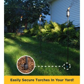 TIKI Metal Torch Stakes 4-Pack, Durable & Weather-Resistant Torch Holders for Bamboo & Metal Poles, Easy-to-Install Outdoor Torch Accessories for Patio, Lawn & Garden, 10.75-Inch Black
