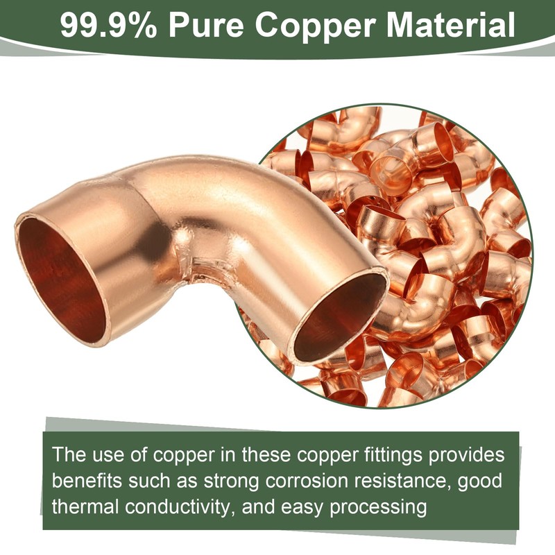 YOKIVE 5 Pcs Elbow Copper Fitting, 90 Degree Copper Pipe
