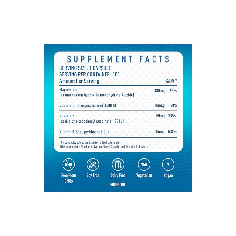 High Absorption Magnesium for Leg Cramps,tensed Muscles, Supports Muscles Function