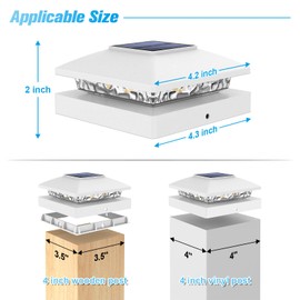 VOLISUN 4x4 Solar Post Cap Light 6pack,Solar Fence - Post Lights Outdoor Waterproof for Wooden/Vinyl Post,White Deck Post Cap Light Solar Powered with Warm White for Garden/Patio/Porch