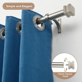 Brushed Nickel Curtain Rods for Window 72 to 144 Inch, Single Curtain Rods Drapery Rods, Heavy Duty 1 Inch Diameter Single Curtain Rods, Telescoping Decorative Curtain Rods with Square Finial