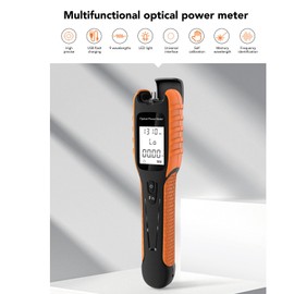Optical Power Meter, -70 ~ +10dBm Portable Fiber Optic Tester, Mini Fiber Optic Cable Tester with Lithium Battery for FC SC ST Universal Interface & Testing 9 Calibrated Wavelength