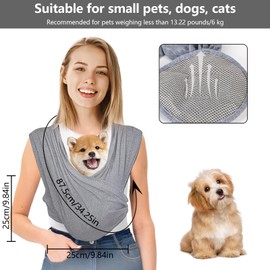 Trendecor Dog Carrier Bag, Dog Sling for Small Dogs, Adjustable Strap, Dog Carrier Sling for Dogs and Cats, Outdoor Activities for Dogs and Cats, Outdoor Activities (Grey)