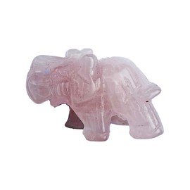 Pandiui23 Crystal Elephant Figurines, Natural Carved Elephant, Crystal Elephant Figurines, Elephant Home Decor, Happy Elephant (Pink Quartz)