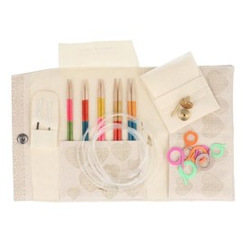 Pony Belle Flair Interchangeable Knitting Needle Tips Set - Flexible and Circular for Yarn Projects, Sustainable Maple Wood, 14 cm x 3.00-5.00 mm - 1 Set