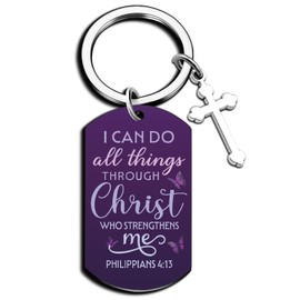 Davrock Catholic Gifts Cross Keychain Inspirational Religious Scripture Gifts with Bible Verse Prayers for Women Men Christian Gift for Women Faith Jewelry Keychain