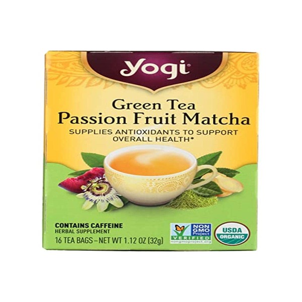 Yogi Tea, Green Tea Passion Fruit Matcha - Té Verde Matcha Maracuyá, 16 sobres