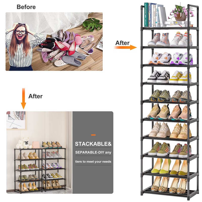 OYREL Sturdy Metal Shoe Rack Organizer,Narrow Shoe Racks for Closets,