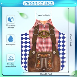 Hillban 3 Pcs Oktoberfest Apron Kitchen Cooking Aprons Couples Aprons BBQ Baking Gifts for Baking Chef Kitchen Party (Men Bright)