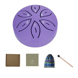 Rain Drum for Outside - Steel Tongue Drum Rain Chime 3 Inch 6 Note with Sheet Music Book for Garden Instrument or Meditation Yoga (Purple, 3 Inch 6 Notes)
