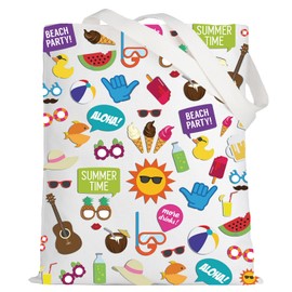 LEVLO Pool Party Gift Summer Time Party Cosmetic Make Up Bag Tropical Party Gift Beach Party Zipper Pouch Bag Hawaiian Party Merch (Summer Time Tote)