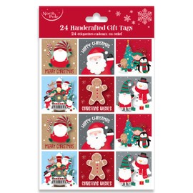 Eurowrap Christmas Handcrafted Gift Tags Xmas - Pack of 24-6 Assorted Designs - Cute Christmas Designs - Gift Tags for Children - Gift Wrap for Christmas - Christmas Wrap