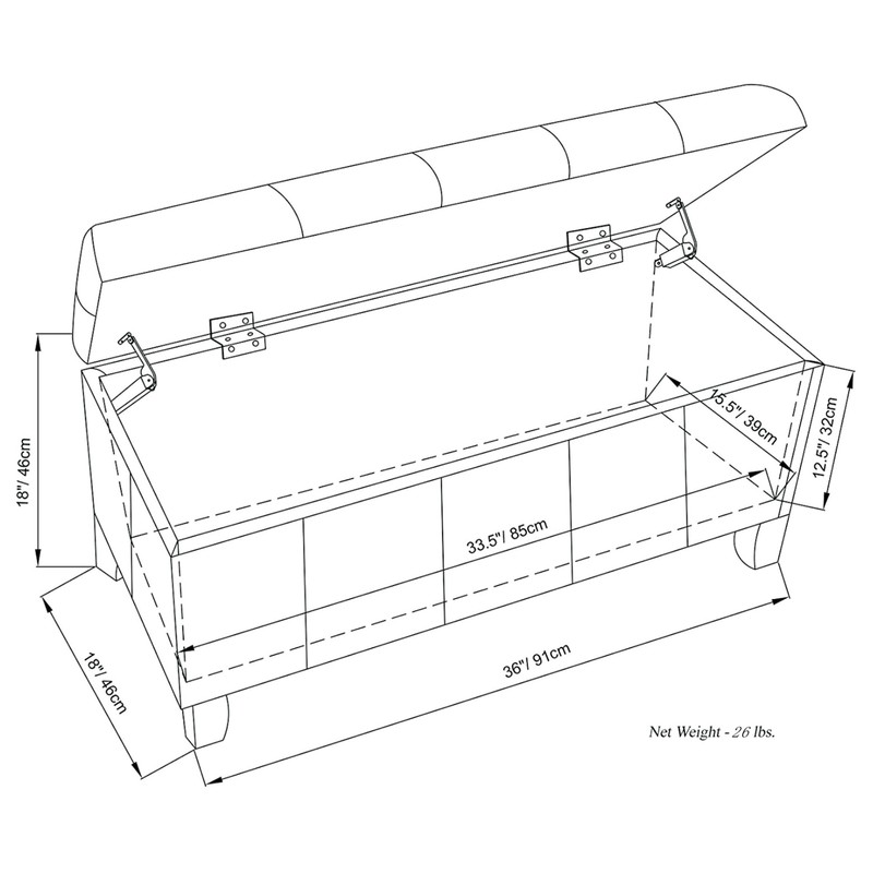 SIMPLIHOME Dover 36 inch Wide Rectangle Lift Top Storage Ottoman