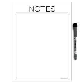 Dry Erase Whiteboard Vinyl Sticker Decal for Notes & Reminders by Glassboard Studio | Removable & Reusable | Magnetic Fine-Tip Marker Included (9 x 12 inches, White)