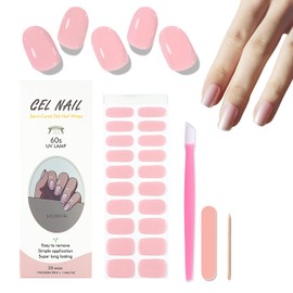 WOKOTO Semi Cured Gel Nail Strips, Chrome Pink Glitter Gel Nail Wrap Gel Nail Polish Stickers Full Nail Wraps For Women, Easy to Apply&Remove, With Nail File & Wood Stick (UV/Led Lamp Required)
