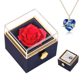 Forever Roses, Heart Shaped Crystal Necklace with Gift Box, Gifts for Women, Birthday Gifts for Her, Love Gifts for Her, Girlfriend, Wife, Christmas, Valentine's Day, Mother's Day