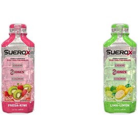 SUEROX, electrolitos orales hidratantes SIN AZÚCAR, SIN CALORÍAS sabor FRESA-KIWI + electrolitos orales hidratantes SIN AZÚCAR, SIN CALORÍAS sabor LIMA-LIMÓN