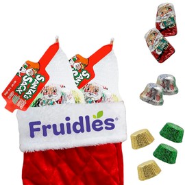 Fruidles Christmas Milk Chocolate Santa Snack in Mesh Bag, Holiday Treats, Individually Wrapped, Kosher Certified Dairy, 3.1oz Mesh Bag (Single)