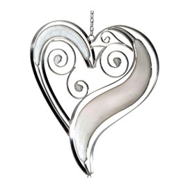 formano Window Decoration Hanging White / Silver Heart 52 cm Window Decoration