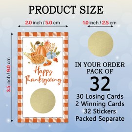 REWIDPARTY 32 Pcs Happy Thanksgiving Scratch Off Cards, Pumpkin Theme Scratch Off Tickets, Fall Harvest Party Prize Raffle Tickets, Funny Thanksgiving Birthday Party Card Supplies for Family Friend