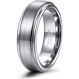 TRUMIUM 6mm Mens Womens Tungsten Wedding Ring Matte Finished Wedding Band Comfort Fit Engagement Ring 5.5
