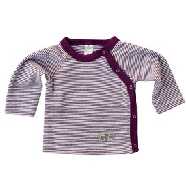 Lilano, Baby Shirt with Button Placket, Merino Wool (kbT), Silk, 210 g/m², Berry/Natural