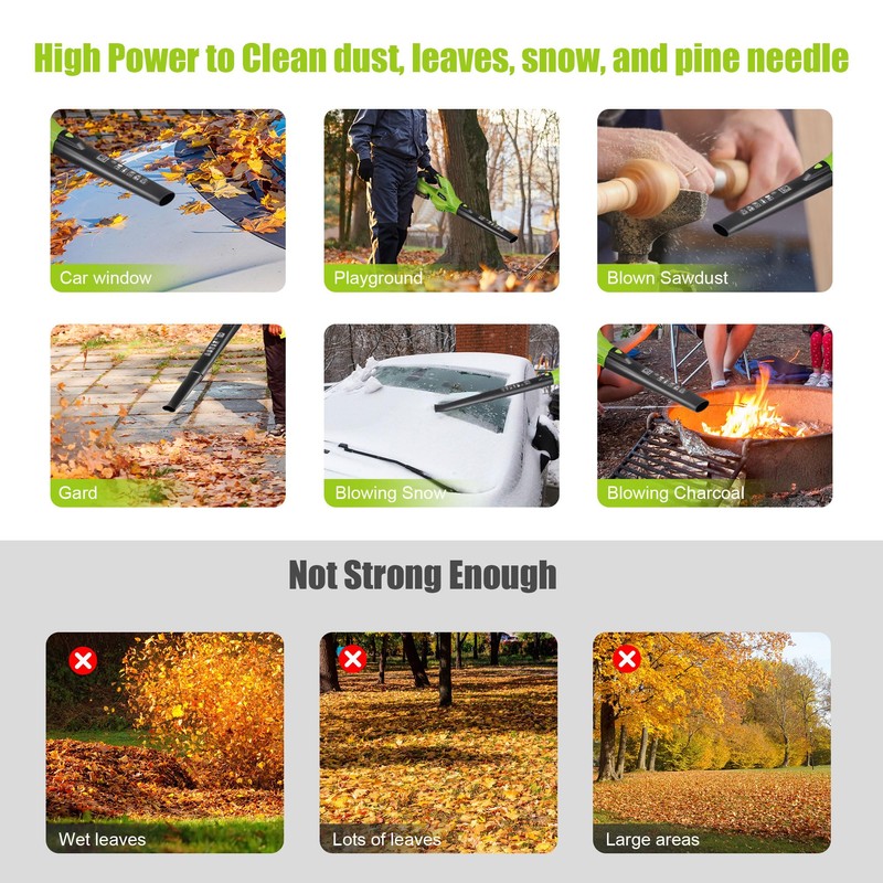 Leaf Blower Cordless with 2x2.0AH Batteries and Charger 21V Electric
