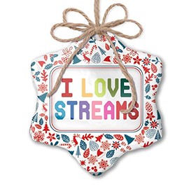 NEONBLOND Christmas Ornament I Love Streams,Colorful Red White Blue Xmas