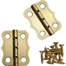 Decorative 90° Stop Hinges, Brass, Pair