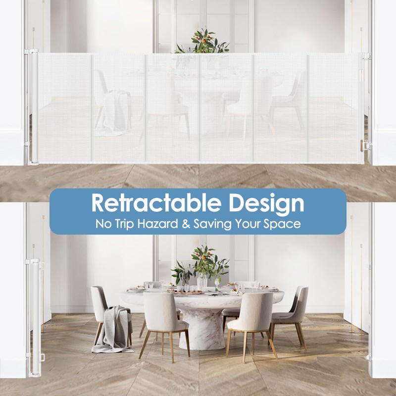Borthmiu Reinforced 120 Inch Extra Wide Retractable Baby Gates with